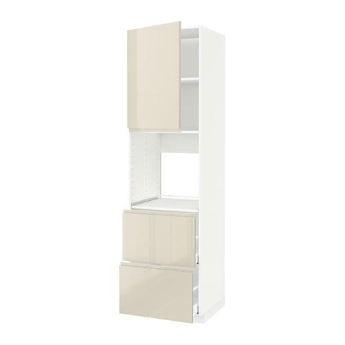 МЕТОД / МАКСИМЕРА Выс шк д/дхвк+двр/2фрнт/2выс ящ - белый, Воксторп глянцевый светло-бежевый, 60x60x220 см МЕТОД / МАКСИМЕРА Выс шк д/дхвк+двр/2фрнт/2выс ящ - белый, Воксторп глянцевый светло-бежевый, 60x60x220 см