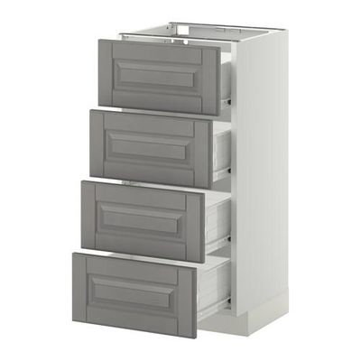 МЕТОД / ФОРВАРА Напольн шкаф 4 фронт панели/4 ящика - 40x37 см, Будбин серый, белый МЕТОД / ФОРВАРА Напольн шкаф 4 фронт панели/4 ящика - 40x37 см, Будбин серый, белый