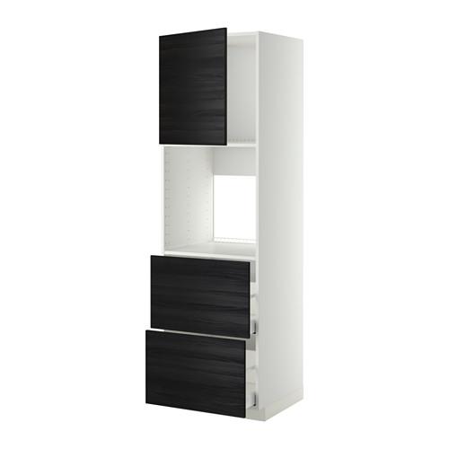 МЕТОД / МАКСИМЕРА Выс шк д/дхвк+двр/2фрнт/2выс ящ - белый, Тингсрид под дерево черный, 60x60x200 см