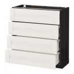 МЕТОД / ФОРВАРА Напольн шкаф 4 фронт панели/4 ящика - 80x37 см, Сэведаль белый, под дерево черный