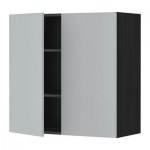 МЕТОД Навесной шкаф с полками/2дверцы - 80x80 см, Веддинге серый, под дерево черный МЕТОД Навесной шкаф с полками/2дверцы - 80x80 см, Веддинге серый, под дерево черный