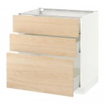 МЕТОД / ФОРВАРА Напольный шкаф с 3 ящиками - белый, Аскерсунд под светлый ясень, 80x60 см
