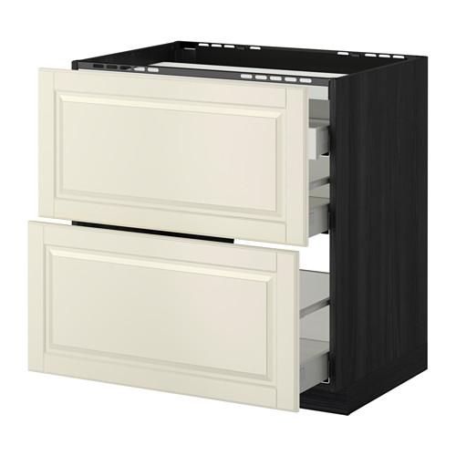 МЕТОД / МАКСИМЕРА Напольн шкаф/2 фронт пнл/3 ящика - под дерево черный, Будбин белый с оттенком, 80x60 см МЕТОД / МАКСИМЕРА Напольн шкаф/2 фронт пнл/3 ящика - под дерево черный, Будбин белый с оттенком, 80x60 см