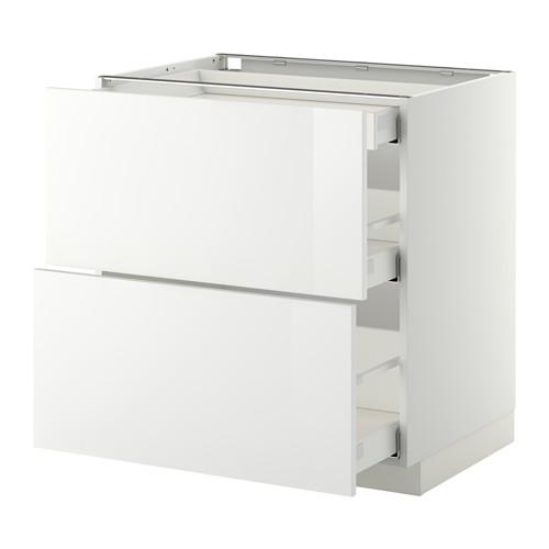 МЕТОД / МАКСИМЕРА Напольный шкаф/2фасада/3ящика - белый, Рингульт глянцевый белый, 80x60 см МЕТОД / МАКСИМЕРА Напольный шкаф/2фасада/3ящика - белый, Рингульт глянцевый белый, 80x60 см