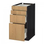 МЕТОД / ФОРВАРА Напольн шкаф 4 фронт панели/4 ящика - 40x60 см, Экестад дуб, под дерево черный МЕТОД / ФОРВАРА Напольн шкаф 4 фронт панели/4 ящика - 40x60 см, Экестад дуб, под дерево черный