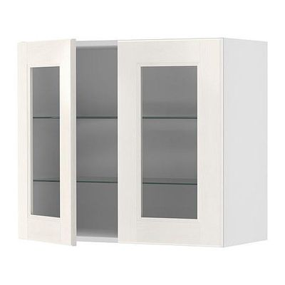 ФАКТУМ Навесной шкаф с 2 стеклянн дверями - Рамшё белый, 80x92 см