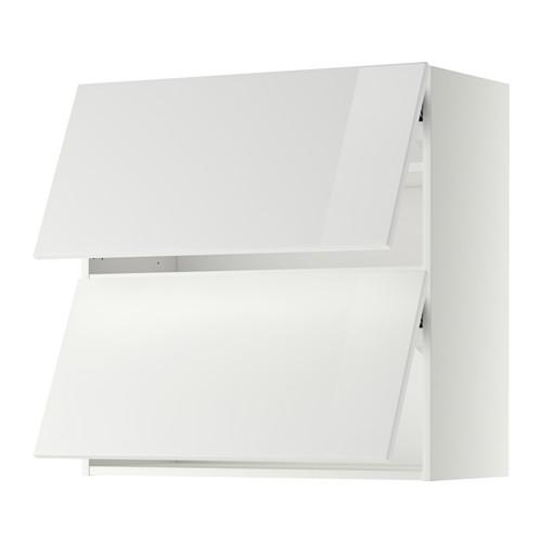 МЕТОД Навесной шкаф/2 дверцы, горизонтал - белый, Рингульт глянцевый белый, 80x80 см