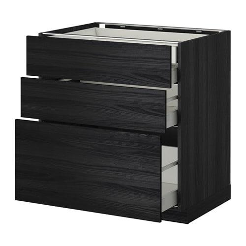 МЕТОД / МАКСИМЕРА Нплн шк 3 фрнт/2нзк/1срд/1вс ящ - под дерево черный, Тингсрид под дерево черный, 80x60 см