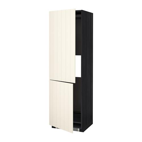МЕТОД Выс шкаф д/холодильн или морозильн - под дерево черный, Хитарп белый с оттенком, 60x60x200 см