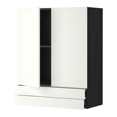 МЕТОД / ФОРВАРА Навесной шкаф/2дверцы/2ящика - 80x100 см, Хэггеби белый, под дерево черный МЕТОД / ФОРВАРА Навесной шкаф/2дверцы/2ящика - 80x100 см, Хэггеби белый, под дерево черный