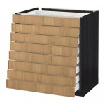 МЕТОД / МАКСИМЕРА Наполн шкаф 8 фронт/8 низк ящиков - под дерево черный, Экестад дуб, 80x60 см