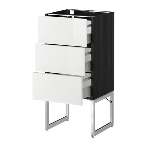 МЕТОД / МАКСИМЕРА Нплн шк 3 фрнт/3 средн ящика - под дерево черный, Рингульт глянцевый белый, 40x37x60 см МЕТОД / МАКСИМЕРА Нплн шк 3 фрнт/3 средн ящика - под дерево черный, Рингульт глянцевый белый, 40x37x60 см