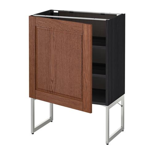 МЕТОД Напольный шкаф с полками - под дерево черный, Филипстад коричневый, 60x37x60 см