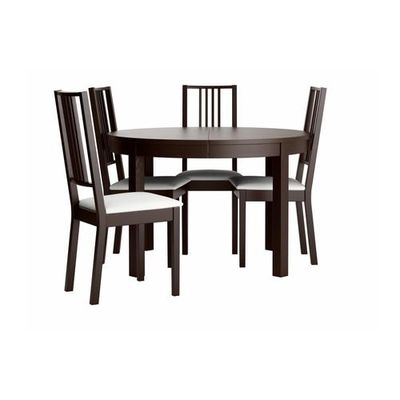 БЬЮРСТА/БЁРЬЕ Стол и 4 стула - , коричнево-чёрный/Гобо белый, 115 см БЬЮРСТА/БЁРЬЕ Стол и 4 стула - , коричнево-чёрный/Гобо белый, 115 см