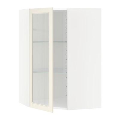 МЕТОД Углов навесн шк с полками/сткл дв - 68x100 см, Хитарп белый с оттенком, белый МЕТОД Углов навесн шк с полками/сткл дв - 68x100 см, Хитарп белый с оттенком, белый