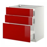 МЕТОД / ФОРВАРА Напольный шкаф с 3 ящиками - 80x60 см, Рингульт глянцевый красный, белый МЕТОД / ФОРВАРА Напольный шкаф с 3 ящиками - 80x60 см, Рингульт глянцевый красный, белый