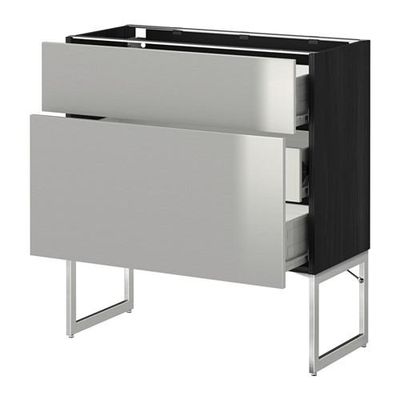 МЕТОД / ФОРВАРА Наполн шк 2 фрнт/3 средн ящ - 80x37x60 см, Гревста нержавеющ сталь, под дерево черный МЕТОД / ФОРВАРА Наполн шк 2 фрнт/3 средн ящ - 80x37x60 см, Гревста нержавеющ сталь, под дерево черный