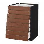 МЕТОД / МАКСИМЕРА Наполн шкаф 8 фронт/8 низк ящиков - под дерево черный, Филипстад коричневый, 60x60 см
