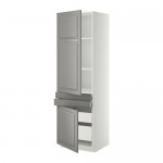 МЕТОД / МАКСИМЕРА Выс шкаф+полки/4 ящк/2двр/2фрнт - белый, Будбин серый