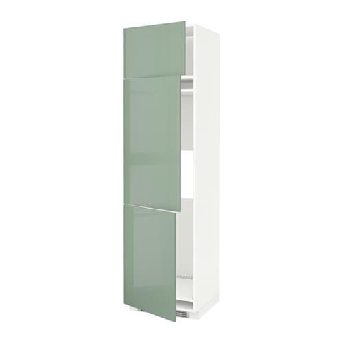 МЕТОД Выс шкаф для хол/мороз с 3 дверями - белый, Калларп глянцевый светло-зеленый, 60x60x220 см