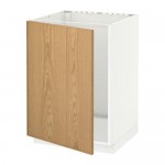 МЕТОД Напольный шкаф для раковины - белый, Экестад дуб
