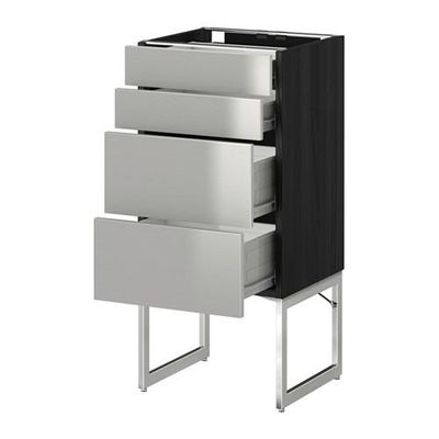 МЕТОД / ФОРВАРА Нплн шк 4 фронт/2 низк/2средн ящ - 40x37x60 см, Гревста нержавеющ сталь, под дерево черный МЕТОД / ФОРВАРА Нплн шк 4 фронт/2 низк/2средн ящ - 40x37x60 см, Гревста нержавеющ сталь, под дерево черный