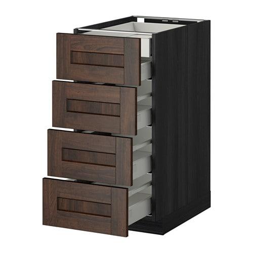 МЕТОД / МАКСИМЕРА Нплн шк 4фрнт/2нзк/3срд ящ - под дерево черный, Эдсерум под дерево коричневый, 40x60 см