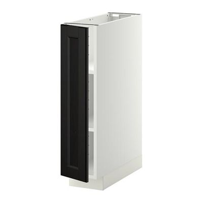 МЕТОД Напольный шкаф с полками - 20x60 см, Лаксарби черно-коричневый, белый