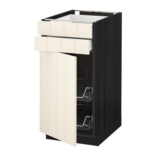 МЕТОД / МАКСИМЕРА Напольн шкаф/дверца/2ящ/првл крзн - под дерево черный, Хитарп белый с оттенком, 40x60 см