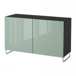 БЕСТО Комбинация для хранения с дверцами - черно-коричневый глянцевый/серо-зеленый светлый БЕСТО Комбинация для хранения с дверцами - черно-коричневый глянцевый/серо-зеленый светлый