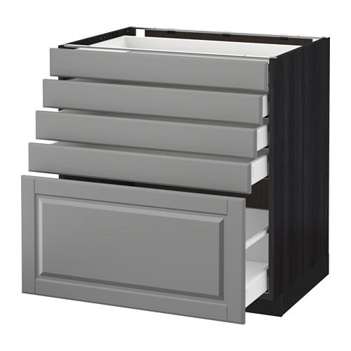 МЕТОД / МАКСИМЕРА Напольный шкаф с 5 ящиками - под дерево черный, Будбин серый, 80x60 см МЕТОД / МАКСИМЕРА Напольный шкаф с 5 ящиками - под дерево черный, Будбин серый, 80x60 см