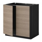 МЕТОД Напольн шкаф д раковины+2 двери - Брокхульт под грецкий орех светло-серый, под дерево черный МЕТОД Напольн шкаф д раковины+2 двери - Брокхульт под грецкий орех светло-серый, под дерево черный