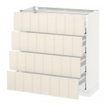 МЕТОД / МАКСИМЕРА Напольн шкаф 4 фронт панели/4 ящика - белый, Хитарп белый с оттенком, 80x37 см