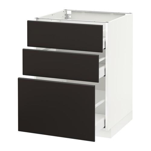 МЕТОД / МАКСИМЕРА Напольный шкаф с 3 ящиками - белый, Кунгсбакка антрацит, 60x60 см МЕТОД / МАКСИМЕРА Напольный шкаф с 3 ящиками - белый, Кунгсбакка антрацит, 60x60 см