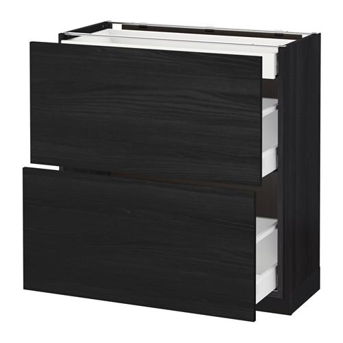 МЕТОД / МАКСИМЕРА Напольный шкаф/2фасада/3ящика - под дерево черный, Тингсрид под дерево черный, 80x37 см МЕТОД / МАКСИМЕРА Напольный шкаф/2фасада/3ящика - под дерево черный, Тингсрид под дерево черный, 80x37 см