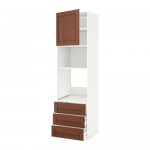 МЕТОД / МАКСИМЕРА Высок шкаф д/духовки/СВЧ/дверца/3ящ - белый, Филипстад коричневый, 60x60x220 см