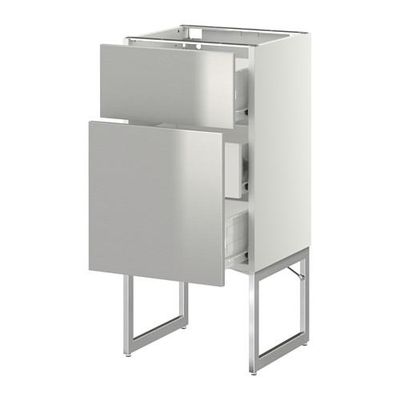 МЕТОД / ФОРВАРА Наполн шк 2 фрнт/3 средн ящ - 40x37x60 см, Гревста нержавеющ сталь, белый МЕТОД / ФОРВАРА Наполн шк 2 фрнт/3 средн ящ - 40x37x60 см, Гревста нержавеющ сталь, белый