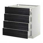 МЕТОД / ФОРВАРА Нплн шк 4фрнт/2нзк/3срд ящ - белый, Тингсрид под дерево черный, 80x60 см