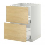 МЕТОД / МАКСИМЕРА Напольн шк п-мойку+2фрнт пнл/2 ящ - 60x60 см, Тингсрид под березу, белый МЕТОД / МАКСИМЕРА Напольн шк п-мойку+2фрнт пнл/2 ящ - 60x60 см, Тингсрид под березу, белый