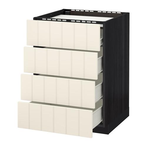 МЕТОД / ФОРВАРА Напольн шкаф/4фронт пнл/4ящика - 60x60 см, Хитарп белый с оттенком, под дерево черный МЕТОД / ФОРВАРА Напольн шкаф/4фронт пнл/4ящика - 60x60 см, Хитарп белый с оттенком, под дерево черный