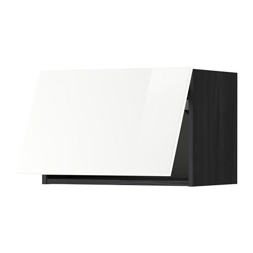 МЕТОД Горизонтальный навесной шкаф - под дерево черный, Рингульт глянцевый белый, 60x40 см