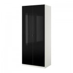 ПАКС Гардероб 2-дверный - Пакс Сторос стекло/черный, белый, 100x60x236 см
