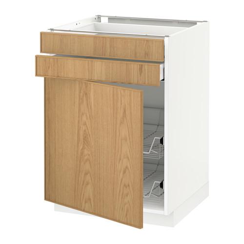 МЕТОД / МАКСИМЕРА Напольн шкаф/дверца/2ящ/првл крзн - белый, Экестад дуб, 60x60 см