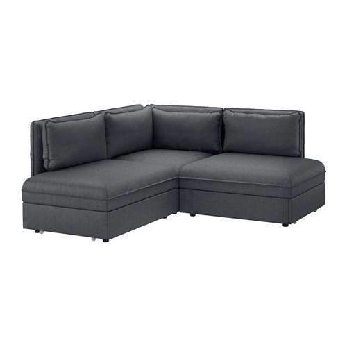 ВАЛЛЕНТУНА 3-местный угловой диван-кровать - Хилларед темно-серый, Хилларед темно-серый