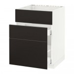 МЕТОД / МАКСИМЕРА Напольн шк п-мойку+3фрнт пнл/2ящ - белый, Кунгсбакка антрацит, 60x60 см МЕТОД / МАКСИМЕРА Напольн шк п-мойку+3фрнт пнл/2ящ - белый, Кунгсбакка антрацит, 60x60 см