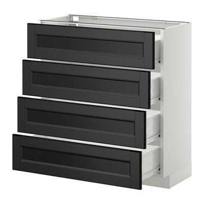 МЕТОД / ФОРВАРА Напольн шкаф 4 фронт панели/4 ящика - 80x37 см, Лаксарби черно-коричневый, белый МЕТОД / ФОРВАРА Напольн шкаф 4 фронт панели/4 ящика - 80x37 см, Лаксарби черно-коричневый, белый