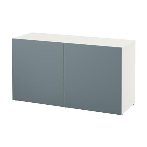 БЕСТО Стеллаж с дверьми - белый/Вальвикен серо-бирюзовый БЕСТО Стеллаж с дверьми - белый/Вальвикен серо-бирюзовый