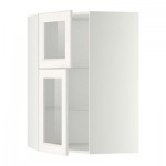 МЕТОД Углов навесной шкаф+полки/2 сткл дв - белый, Лаксарби белый
