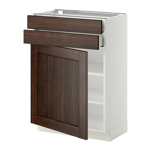 МЕТОД / МАКСИМЕРА Напольный шкаф с дверцей/2 ящиками - белый, Эдсерум под дерево коричневый, 60x37 см МЕТОД / МАКСИМЕРА Напольный шкаф с дверцей/2 ящиками - белый, Эдсерум под дерево коричневый, 60x37 см