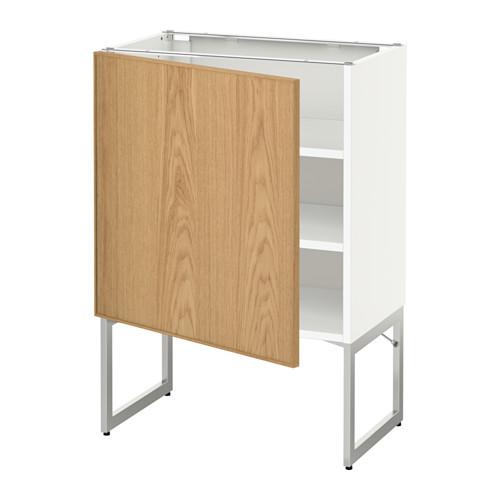 МЕТОД Напольный шкаф с полками - белый, Экестад дуб, 60x37x60 см